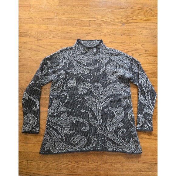 Peruvian Connection Alpaca Blend Womens Mock Kneck Knit Sweater Gray Size Medium - Picture 1 of 7